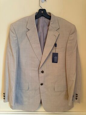 Meeting Street Men’s Sport Coat 42S - 100% Worsted Wool‎ - Tan/Beige - NWT